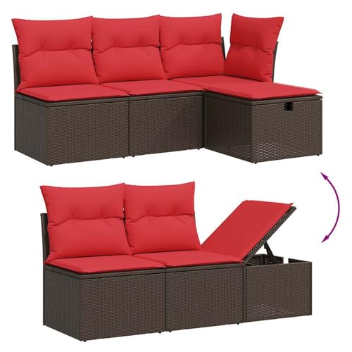 Gecheer 6-teiliges Gartensofa-Set mit Kissen, braun, Polyrattan, Garten Sitzgruppe Esstisch Essgruppe Gartenmöbel Set für Balkon Terrasse Café-Bereich3263790 von Gecheer