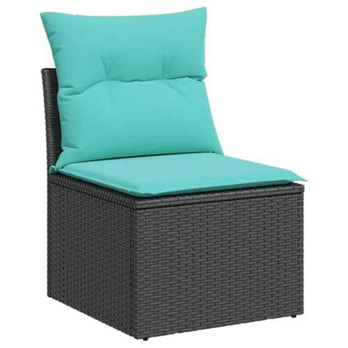 Gecheer 6-teiliges Gartensofa-Set mit Kissen, schwarzes Polyrattan, Garten Sitzgruppe Esstisch Essgruppe Gartenmöbel Set für Balkon Terrasse Café-Bereich3274807 von Gecheer