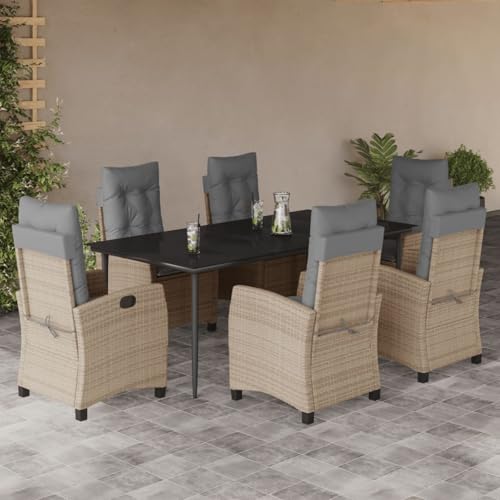 Gecheer 7-TLG. Garten-Essgruppe mit Kissen Beigemischung Poly Rattan, Outdoor Essgruppe Wetterfeste Sitzgruppe Esstisch Stühlen for Terrasse Garten Balkon3212829 Gecheer 7-TLG. Garten-Essgruppe mit Kissen Beigemischung Poly Rattan, Outdoor Essgruppe Wetterfeste Sitzgruppe Esstisch Stühlen for Terrasse Garten Balkon3212829 von Gecheer