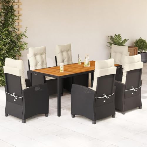 Gecheer 7-TLG. Garten-Essgruppe mit Kissen Schwarz Poly Rattan, Outdoor Essgruppe Wetterfeste Sitzgruppe Esstisch Stühlen for Terrasse Garten Balkon3212659 Gecheer 7-TLG. Garten-Essgruppe mit Kissen Schwarz Poly Rattan, Outdoor Essgruppe Wetterfeste Sitzgruppe Esstisch Stühlen for Terrasse Garten Balkon3212659 von Gecheer