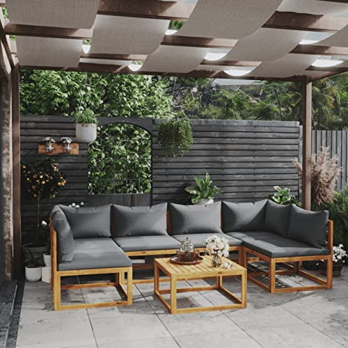 Gecheer 7-TLG. Garten Lounge Holz Loungemöbel Terrassen Gartenmöbel Set Lounge Sofa Outdoor Sitzgruppe Garten Sofa Set Terrassenmöbel Massivholz Akazie von Gecheer