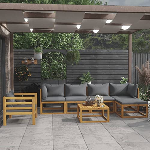 Gecheer 7-TLG. Garten Lounge Holz Loungemöbel Terrassen Gartenmöbel Set Lounge Sofa Outdoor Sitzgruppe Garten Sofa Set Terrassenmöbel Massivholz Akazie von Gecheer