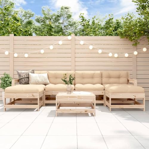 Gecheer 7-TLG. Gartenmöbel Set Holz Sitzgruppe Garten Loungemöbel Gartenlounge Sofa Lounge Sofa Terrassenmöbel Gartensofa Sitzgarnitur Gartengarnitur Garten Lounge Set Massivholz Kiefer von Gecheer