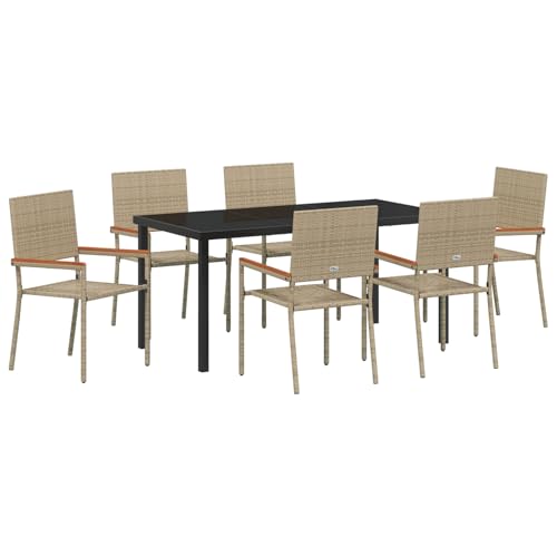 Gecheer 7-teilige Garten-Essgruppe in Beige aus Poly-Rattan Gartenmöbel Tisch und Stühle Set für Garten Terrasse Café Outdoor Essbereich Gecheer 7-teilige Garten-Essgruppe in Beige aus Poly-Rattan Gartenmöbel Tisch und Stühle Set für Garten Terrasse Café Outdoor Essbereich von Gecheer