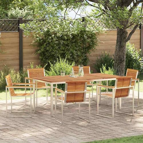 Gecheer 7-teilige Gartendining-Set, Outdoor-Dining-Tisch 180x90x75 cm Massivholz Akazie, Outdoor Essgruppe Wetterfeste Sitzgruppe Esstisch Stühlen for Terrasse Garten Balkon3334810 Gecheer 7-teilige Gartendining-Set, Outdoor-Dining-Tisch 180x90x75 cm Massivholz Akazie, Outdoor Essgruppe Wetterfeste Sitzgruppe Esstisch Stühlen for Terrasse Garten Balkon3334810 von Gecheer