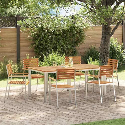 Gecheer 7-teiliges Garten Dining Set, Esstisch für draußen 180x90x75 cm, Stapelbare Gartenstühle 2 Stück, Outdoor Essgruppe Sitzgruppe Esstisch Stühlen for Terrasse Garten Balkon3334778 Gecheer 7-teiliges Garten Dining Set, Esstisch für draußen 180x90x75 cm, Stapelbare Gartenstühle 2 Stück, Outdoor Essgruppe Sitzgruppe Esstisch Stühlen for Terrasse Garten Balkon3334778 von Gecheer