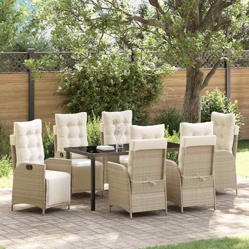 Gecheer 7-teiliges Garten-Dining-Set Beige Poly-Rattan, Gartenmöbel Set Tisch Stühlen for Balkonmöbel Outdoor-Essbereich und Café3380558 Gecheer 7-teiliges Garten-Dining-Set Beige Poly-Rattan, Gartenmöbel Set Tisch Stühlen for Balkonmöbel Outdoor-Essbereich und Café3380558 von Gecheer