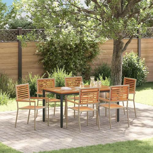 Gecheer 7-teiliges Garten Essset Beige, stapelbare Sessel mit Kissen Set von 2 in Beige Poly Rattan, Outdoor Essgruppe Sitzgruppe Esstisch Stühlen for Terrasse Garten Balkon3365501 Gecheer 7-teiliges Garten Essset Beige, stapelbare Sessel mit Kissen Set von 2 in Beige Poly Rattan, Outdoor Essgruppe Sitzgruppe Esstisch Stühlen for Terrasse Garten Balkon3365501 von Gecheer