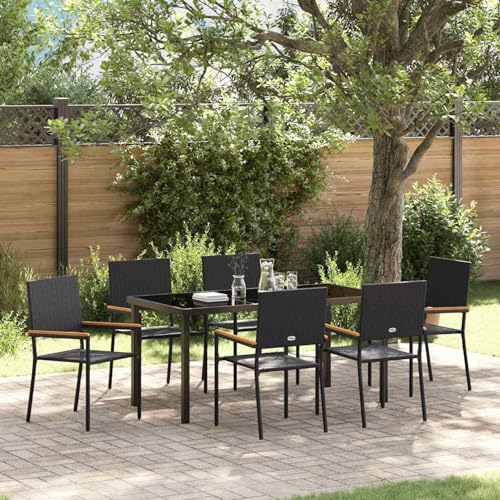 Gecheer 7-teiliges Garten-Essset Schwarz Poly-Rattan, Outdoor Essgruppe Wetterfeste Sitzgruppe Esstisch Stühlen for Terrasse Garten Balkon3379706 Gecheer 7-teiliges Garten-Essset Schwarz Poly-Rattan, Outdoor Essgruppe Wetterfeste Sitzgruppe Esstisch Stühlen for Terrasse Garten Balkon3379706 von Gecheer