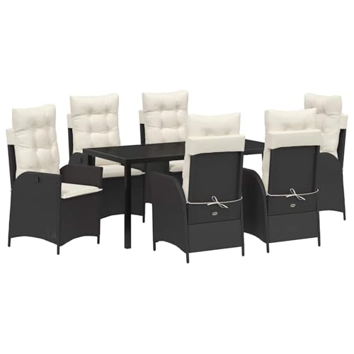 Gecheer 7-teiliges Garten-Esstisch-Set mit Kissen Schwarz Poly Rattan, Outdoor Essgruppe Wetterfeste Sitzgruppe Esstisch Stühlen for Terrasse Garten Balkon3380481 Gecheer 7-teiliges Garten-Esstisch-Set mit Kissen Schwarz Poly Rattan, Outdoor Essgruppe Wetterfeste Sitzgruppe Esstisch Stühlen for Terrasse Garten Balkon3380481 von Gecheer