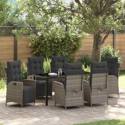 Gecheer 7-teiliges Garten-Esszimmer-Set Grau Poly-Rattan, Outdoor Essgruppe Wetterfeste Sitzgruppe Esstisch Stühlen for Terrasse Garten Balkon3380551 Gecheer 7-teiliges Garten-Esszimmer-Set Grau Poly-Rattan, Outdoor Essgruppe Wetterfeste Sitzgruppe Esstisch Stühlen for Terrasse Garten Balkon3380551 von Gecheer