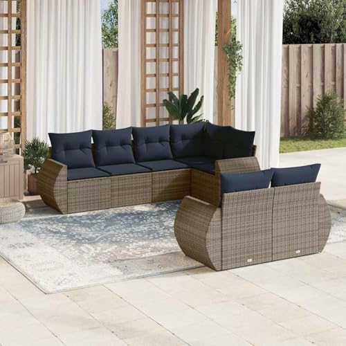 Gecheer 7-teiliges Gartensofa-Set mit Kissen, grau, Polyrattan, Outdoor Lounge Sitzgruppe zum Entspannen für Terrasse und Garten Modulares3221610 Gecheer 7-teiliges Gartensofa-Set mit Kissen, grau, Polyrattan, Outdoor Lounge Sitzgruppe zum Entspannen für Terrasse und Garten Modulares3221610 von Gecheer