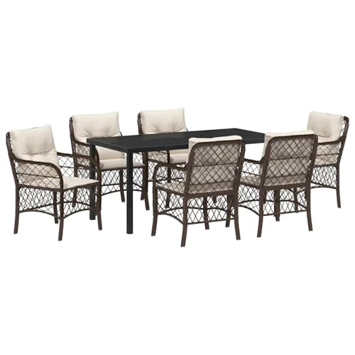 Gecheer 7-teiliges Gartentisch-Set mit Kissen Braunes Poly-Rattan, Essgruppe Sitzgruppe Outdoor Gartenmöbel Set für Terrasse Balkon Restaurant3380215 Gecheer 7-teiliges Gartentisch-Set mit Kissen Braunes Poly-Rattan, Essgruppe Sitzgruppe Outdoor Gartenmöbel Set für Terrasse Balkon Restaurant3380215 von Gecheer