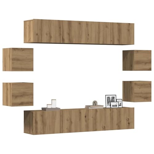 Gecheer 8-TLG. TV-Schrank-Set Wandmontage Artisan-Eiche Holzwerkstoff, Moderne Wohnzimmer Schrankwand für Wohnzimmer Büro Loft-Wohnungen3328950 Gecheer 8-TLG. TV-Schrank-Set Wandmontage Artisan-Eiche Holzwerkstoff, Moderne Wohnzimmer Schrankwand für Wohnzimmer Büro Loft-Wohnungen3328950 von Gecheer