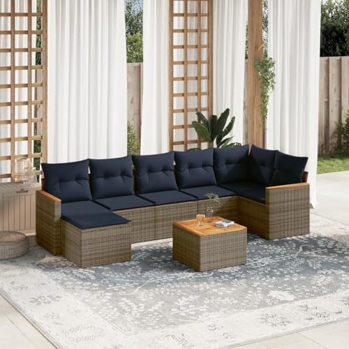Gecheer 8-teiliges Gartensofa-Set mit Kissen, grau, Polyrattan, Garten Sitzgruppe Esstisch Essgruppe Gartenmöbel Set für Balkon Terrasse Café-Bereich3226201 Gecheer 8-teiliges Gartensofa-Set mit Kissen, grau, Polyrattan, Garten Sitzgruppe Esstisch Essgruppe Gartenmöbel Set für Balkon Terrasse Café-Bereich3226201 von Gecheer