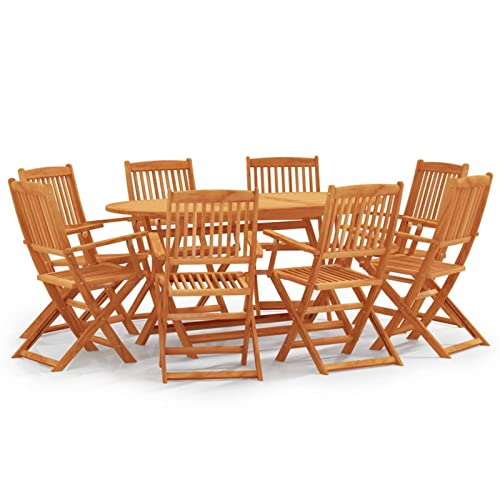 Gecheer 9-TLG. Garten Essgruppe Holz, Klappbar Gartentisch mit Stuehlen, Gartengruppe Sitzgarnitur Gartengarnitur für Garten Terrasse Massivholz Eukalyptus von Gecheer