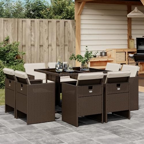 Gecheer 9-TLG. Garten-Essgruppe mit Kissen Braun Poly Rattan, Outdoor Essgruppe Wetterfeste Sitzgruppe Esstisch Stühlen for Terrasse Garten Balkon3210657 Gecheer 9-TLG. Garten-Essgruppe mit Kissen Braun Poly Rattan, Outdoor Essgruppe Wetterfeste Sitzgruppe Esstisch Stühlen for Terrasse Garten Balkon3210657 von Gecheer