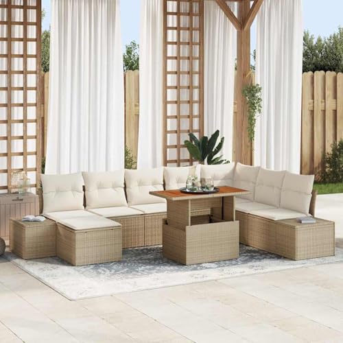 Gecheer 9-TLG. Garten-Sofagarnitur mit Kissen Beige Poly Rattan, Outdoor Lounge Sitzgruppe zum Entspannen für Terrasse und Garten3358738 Gecheer 9-TLG. Garten-Sofagarnitur mit Kissen Beige Poly Rattan, Outdoor Lounge Sitzgruppe zum Entspannen für Terrasse und Garten3358738 von Gecheer