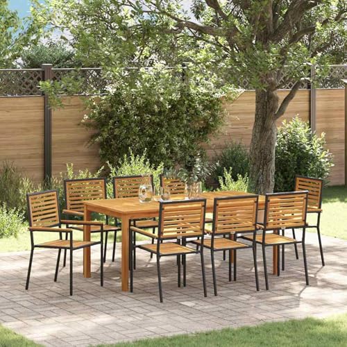 Gecheer 9-teiliges Garten-Essset Schwarz, Stapelbare Gartenstühle mit Kissen 2 Stück Schwarz Poly Rattan, Gartenmöbel Set Tisch Stühlen for Balkonmöbel Outdoor-Essbereich und Café3365544 Gecheer 9-teiliges Garten-Essset Schwarz, Stapelbare Gartenstühle mit Kissen 2 Stück Schwarz Poly Rattan, Gartenmöbel Set Tisch Stühlen for Balkonmöbel Outdoor-Essbereich und Café3365544 von Gecheer