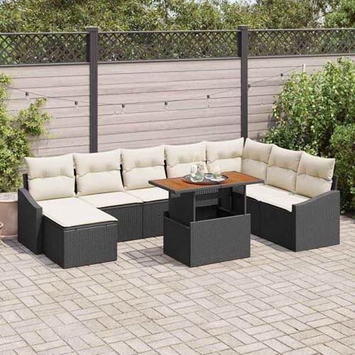 Gecheer 9-teiliges Garten Essset mit Kissen Schwarz Poly Rattan Akazie, Outdoor Essgruppe Wetterfeste Sitzgruppe Esstisch Stühlen for Terrasse Garten Balkon3349872 Gecheer 9-teiliges Garten Essset mit Kissen Schwarz Poly Rattan Akazie, Outdoor Essgruppe Wetterfeste Sitzgruppe Esstisch Stühlen for Terrasse Garten Balkon3349872 von Gecheer