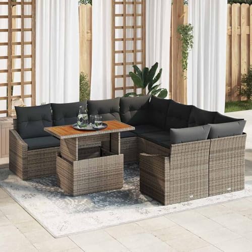 Gecheer 9-teiliges Garten Essset mit Kissen in Grau Poly Rattan Akazie, Outdoor Essgruppe Wetterfeste Sitzgruppe Esstisch Stühlen for Terrasse Garten Balkon3349817 Gecheer 9-teiliges Garten Essset mit Kissen in Grau Poly Rattan Akazie, Outdoor Essgruppe Wetterfeste Sitzgruppe Esstisch Stühlen for Terrasse Garten Balkon3349817 von Gecheer