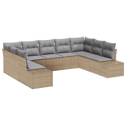 Gecheer 9-teiliges Garten Sofa Set mit Kissen Beige Poly Rattan Gartenlounge Outdoor Gartensofa Sofa Im Freien Gecheer 9-teiliges Garten Sofa Set mit Kissen Beige Poly Rattan Gartenlounge Outdoor Gartensofa Sofa Im Freien von Gecheer
