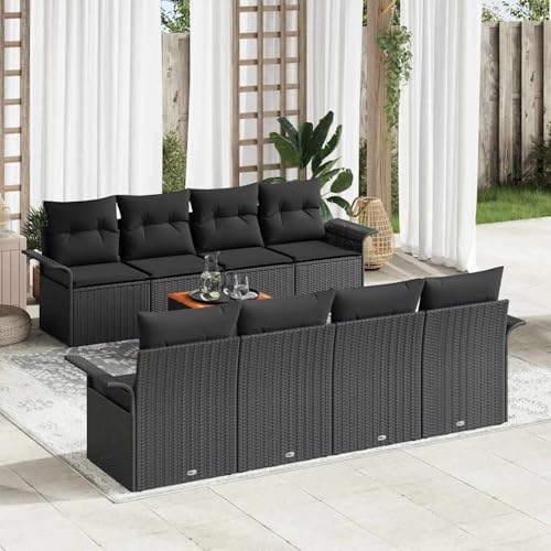 Gecheer 9-teiliges Garten-Sofa-Set mit Kissen Schwarz Poly-Rattan Akazie, Outdoor Lounge Sitzgruppe zum Entspannen für Terrasse und Garten3347303 Gecheer 9-teiliges Garten-Sofa-Set mit Kissen Schwarz Poly-Rattan Akazie, Outdoor Lounge Sitzgruppe zum Entspannen für Terrasse und Garten3347303 von Gecheer