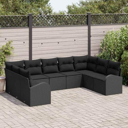 Gecheer 9-teiliges Garten-Sofa-Set mit Kissen schwarzes, 2-Sitzer-Garten-Sofa mit Stauraum und Kissen schwarzes, Gartenlounge Esstisch Lounge Möbel Set für Garten Terrasse Balkon Möbel3354872 Gecheer 9-teiliges Garten-Sofa-Set mit Kissen schwarzes, 2-Sitzer-Garten-Sofa mit Stauraum und Kissen schwarzes, Gartenlounge Esstisch Lounge Möbel Set für Garten Terrasse Balkon Möbel3354872 von Gecheer