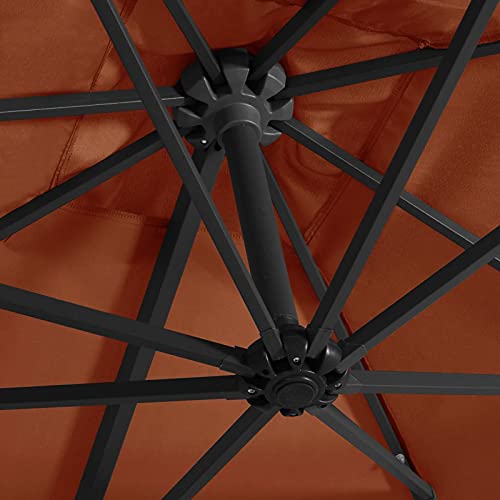 Gecheer Ampelschirm Sonnenschirm Garten-Schirm Marktschirm Sonnewelt Gartenschirm Terrassenschirm mit LED Terracotta-Rot 250x250 cm von Gecheer