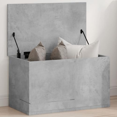 Gecheer Aufbewahrungstruhe Truhe Holztruhe Sitztruhe Tischtruhe Truhe mit Stauraum Auflagenbox Aufbewahrungsbox Spielzeugkiste Betongrau 60x35x35 cm Holzwerkstoff von Gecheer