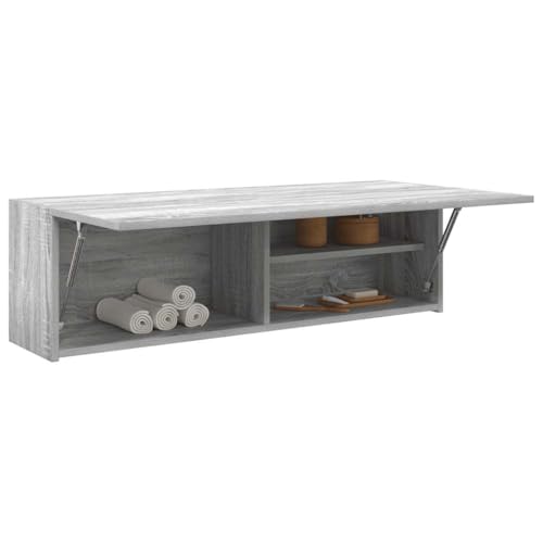 Gecheer Bad-Wandschrank Hängeschrank Badschrank Küchenschrank Medizinschrank Badmöbel Grau Sonoma 100x25x30 cm Holzwerkstoff von Gecheer