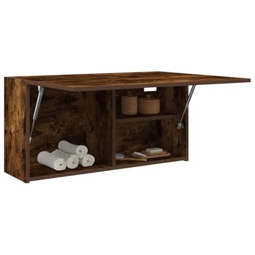 Gecheer Bad-Wandschrank Hängeschrank Badschrank Küchenschrank Medizinschrank Badmöbel Räuchereiche 80x25x40 cm Holzwerkstoff von Gecheer