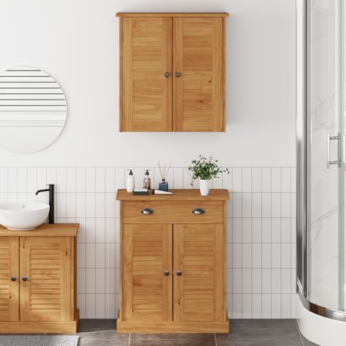 Gecheer Badezimmermöbel Set 2 pcs Braun 67,5 x 34 x 80 cm Badezimmerschrank Hängender Badschrank Aufbewahrungsschrank fürs Badezimmer von Gecheer