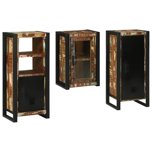 Gecheer Badezimmermöbel Set 3 pcs Mehrfarbig Massives recyceltes Holz, Badezimmerschrank Hängender Badschrank Aufbewahrungsschrank fürs Badezimmer3305705 Gecheer Badezimmermöbel Set 3 pcs Mehrfarbig Massives recyceltes Holz, Badezimmerschrank Hängender Badschrank Aufbewahrungsschrank fürs Badezimmer3305705 von Gecheer