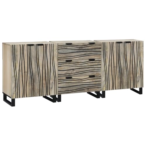 Gecheer Badezimmermöbel Set mit Schubladen mit Regal mit Speicher mit Tür 3 pcs Weiß 180 x 33 x 75 cm Badezimmerschrank Hängender Badschrank Aufbewahrungsschrank fürs Badezimmer von Gecheer