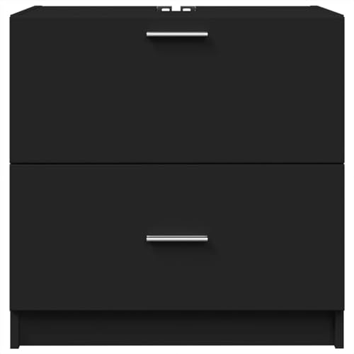 Gecheer Badezimmerschrank Unterschrank Badschrank Waschbeckenunterschrank Waschtischunterschrank Schwarz 59x37x59 cm Holzwerkstoff von Gecheer