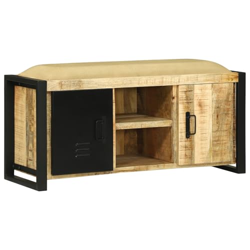 Gecheer Bankschrank Braun 100 x 35 x 50 cm Massivholz Mango, Sitzhocker für Wohnzimmer Schlafzimmer Eingänge Gecheer Bankschrank Braun 100 x 35 x 50 cm Massivholz Mango, Sitzhocker für Wohnzimmer Schlafzimmer Eingänge von Gecheer