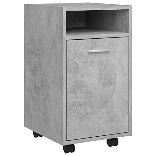 Gecheer Beistellschrank mit Rollen, Rollcontainer Bürocontainer Schreibtischcontainer Büroschrank Spanplatte Betongrau 33x38x60cm von Gecheer