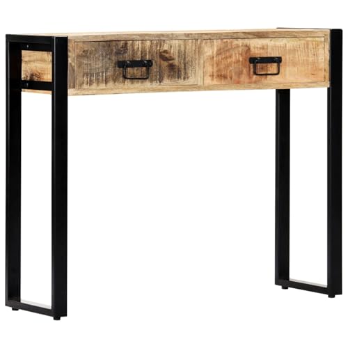 Gecheer Beistelltisch, Nachttisch, rund, Konsolentisch, 90 x 30 x 75 cm, Mangoholz massiv von Gecheer