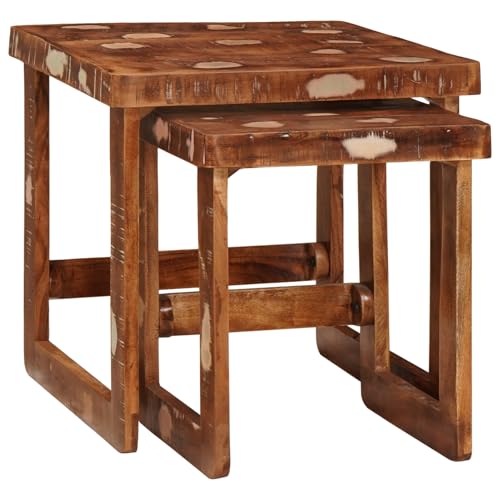 Gecheer Beistelltische Mehrfarbig recyceltes Massivholz, Mobiler Beistelltisch Sofatisch Laptoptisch Kaffeetisch für Wohnzimmer Home-Office Balkon Gecheer Beistelltische Mehrfarbig recyceltes Massivholz, Mobiler Beistelltisch Sofatisch Laptoptisch Kaffeetisch für Wohnzimmer Home-Office Balkon von Gecheer