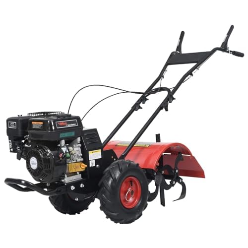 Gecheer Benzin-Gartenfräse Motorhacke Kultivator Gartenhacke Bodenhacke Bodenfräse Fräse Hacke Ackerfräse 6,5PS 196cm³,170 x 50,5 x (100-130) cm (L x B x H) Mit 12 Messern,Vorwärts-Rückwärtsfunktion von Gecheer