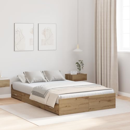 Gecheer Bett mit Stauraum Eiche handwerklich 120 x 200 cm Melamin Bettgestelle Rahmen Bett Holzbett für SchlafzimmerGästezimmer Gecheer Bett mit Stauraum Eiche handwerklich 120 x 200 cm Melamin Bettgestelle Rahmen Bett Holzbett für SchlafzimmerGästezimmer von Gecheer