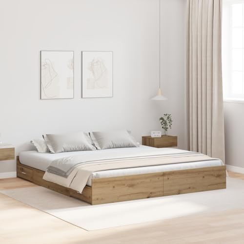Gecheer Bett mit Stauraum Eiche handwerklich 180 x 200 cm Bettgestelle Rahmen Bett Holzbett für SchlafzimmerGästezimmer Gecheer Bett mit Stauraum Eiche handwerklich 180 x 200 cm Bettgestelle Rahmen Bett Holzbett für SchlafzimmerGästezimmer von Gecheer