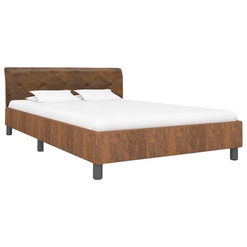 Gecheer Bettgestell Braun Wildleder-Optik 140 × 200 cm, Bettgestelle Bett Doppelbett/Einzelbett für Schlafzimmer Gästezimmer Wohnheim Hotel284891 Gecheer Bettgestell Braun Wildleder-Optik 140 × 200 cm, Bettgestelle Bett Doppelbett/Einzelbett für Schlafzimmer Gästezimmer Wohnheim Hotel284891 von Gecheer