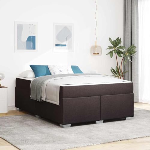 Gecheer Bettgestell Dunkelbraun 160 x 200 cm Stoff, Bettgestell Doppelbett Einzelbett für Schlafzimmer Gästezimmer Wohnheim Hotel3399197 von Gecheer