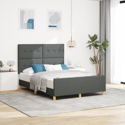 Gecheer Bettgestell Dunkelgrau 160x200 cm Stoff Gecheer Bettgestell Dunkelgrau 160x200 cm Stoff von Gecheer