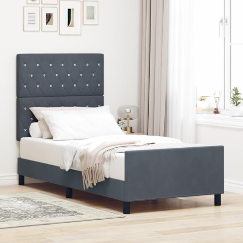Gecheer Bettgestell Dunkelgrau 90x190 cm Samt von Gecheer