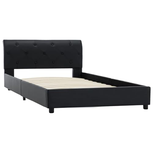Gecheer Bettgestell Schwarz Kunstleder 100 × 200 cm, Bettgestelle Bett Doppelbett/Einzelbett für Schlafzimmer Gästezimmer Wohnheim Hotel284877 Gecheer Bettgestell Schwarz Kunstleder 100 × 200 cm, Bettgestelle Bett Doppelbett/Einzelbett für Schlafzimmer Gästezimmer Wohnheim Hotel284877 von Gecheer