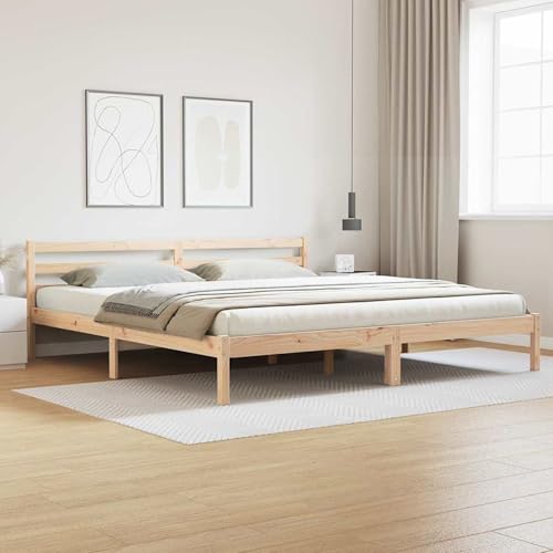 Gecheer Bettgestell mit Kopfteil 200x220 cm Massivholz Kiefer, Stabiles Bettgestell Bettrahmen für Schlafzimmer Hotel Gästezimmer Wohnheim869786 von Gecheer