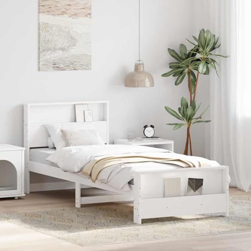 Gecheer Bettgestell mit Kopfteil Weiß 100 x 200 cm Massivholz Kiefer, Bettgestelle Bett Doppelbett/Einzelbett für Schlafzimmer Gästezimmer Wohnheim Hotel877231 Gecheer Bettgestell mit Kopfteil Weiß 100 x 200 cm Massivholz Kiefer, Bettgestelle Bett Doppelbett/Einzelbett für Schlafzimmer Gästezimmer Wohnheim Hotel877231 von Gecheer